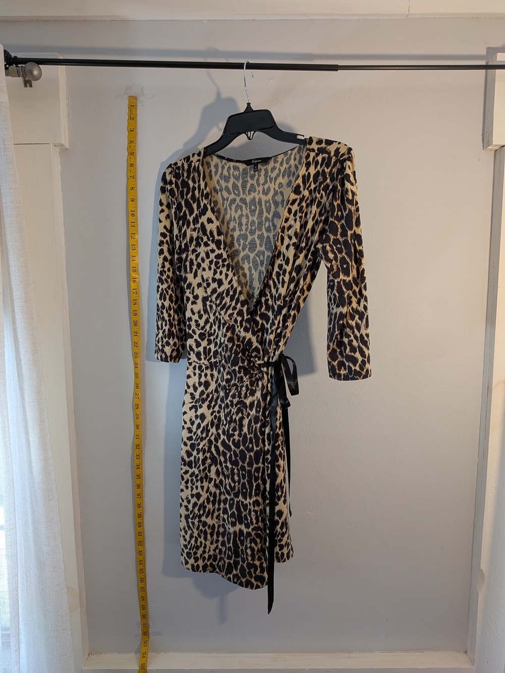 Express Leopard Print Wrap-Style Dress — Beige and Black